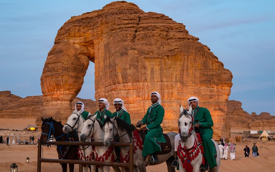 Riders at Elephant Rock, AlUla